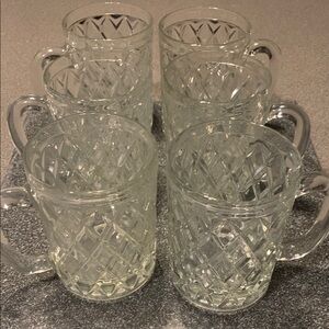 ARCOROC -Paul Sebastian Vintage 24% Lead Crystal Clear Glass Mug Set of 6